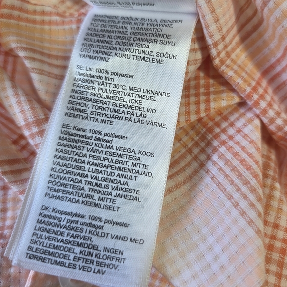 Marmot Plaid Hiking Shirt Women's M Orange Short Sleeve Button Up Outdoor Trail - Picture 12 of 16